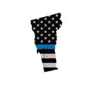 Distressed Thin Blue Line Vermont State Shaped Subdued US Flag Sticker