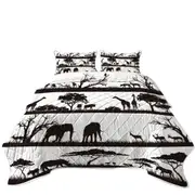 Black and White Africa Coverlet
