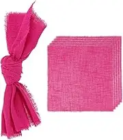uxcell 6Pcs Handmade Cloth Napkins, 16.5x16.5 Inch Cotton Napkins with Fringe Square Rustic Table Napkin for Wedding Party Dinner Table Decor Bridal Shower, Rose Red