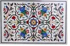 Dining Table Top Inlaid with Semi Precious Gemstone White Marble Hallway Table