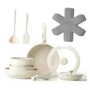 Ceramic Cookware Set with Detachable Handles, Healthy Nonstick Pans and Pots