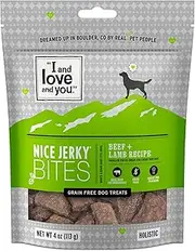 I and love and you Nice Jerky Bites - Grain Free Dog Treats, Beef + Lamb, 4-Ounce, Pack of 1