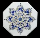 2' Marble Coffee Table Top Inlay Semi Precious Gemstones Bed Side Table kj