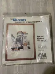 Victorian House Vintage Crewel Embroidery Kit Columbia Minerva Bright Naturals
