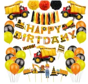 Construction Vehicle Helium Foil Balloons Happy Birthday Set Party Decorations