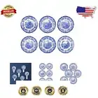 Timeless 10.5-Inch Blue Earthenware Plates - Animal Print Dinnerware Set of 6