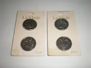4 Vintage La Mode Antique Silver Buttons w/Coat of Arms #2414 Size 22mm 7/8 NEW