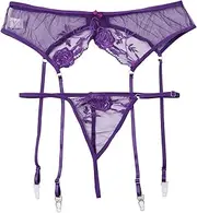 [Generic] Cleavage Cover up No Lace for Women Sexy & Lace Suspender Belt with 4 Straps Metal Clip for Stocking Silk Long Nightgown Winter