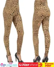 Brown Leopard 80s Leggings Disco Costume Pants Madonna Cyndi Lauper