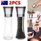 2x Stainless Steel Salt and Pepper Grinder Manual Ceramic Mills Glass Kitchen