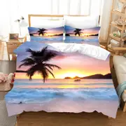 3D Setting Sun Seaside Beach Tropical Palm Tree Quilt Cover Set Bedding Set Pillowcases 40