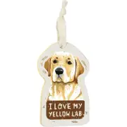 Primitives by Kathy Wooden Hanging Ornament, 2-Sided - I Love My Yellow Lab
