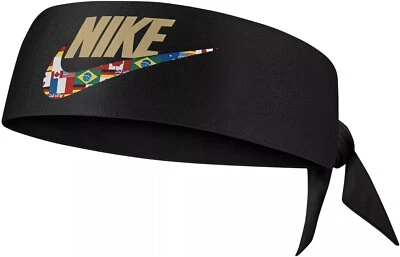 NWT Nike DRY Head Tie Headband Black Gold Nation Flag Logo Olympic