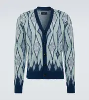 [Amiri] Amiri Argyle mohair-blend cardigan AU 87 blue