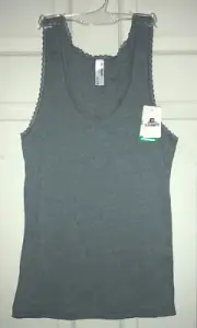 New b.tempt'd by Wacoal 911266 Lace Trim Innocence Tank L Shark Gray NWT