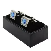 Men Cufflinks Tie Clip Ring Storage Box Faux Leather Organizer Display Cuff Case