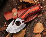 AU HUNTING EXPERT Damascus Skinning Knife with Hook 8"" Handmade Damascus Steel Fixed Blade Skinning Hunting Knife With Gut Hook
