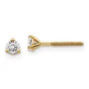 14k Yellow Gold 1/5ctw VS/SI, D E F, Lab Grown Dia. 3 Prg Earrings LAL6596
