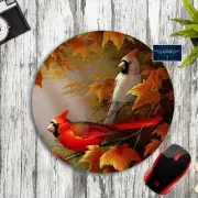 CARDINALS FALL SEASON ART BIRDS ROUND CUSTOM NEOPRENE PC MOUSEPAD DESK MAT