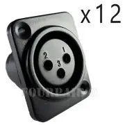 12 Pack Lot XLR 3-Pin Female Panel Mount Chassis Microphone Jack Audio Connector