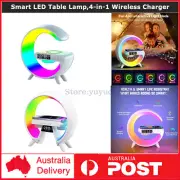 Chritmas Gift Smart LED Table Lamp,4-in-1 Wireless Charger,Alarm Clock,Bluetooth