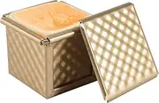 Mini Loaf Pan with Lid, Dough Aluminum Square Non-Stick Toast Box Bread Pan, Pullman Loaf Pan with Lid - 0.55Lb Dough Capacity