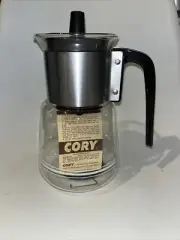 G14 Vintage CORY Glass PERCOLATOR Coffee Pot DGPL Stove Top 4-8 Cup w/ Basket