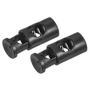 Spring Cord Locks 6pcs, Plastic Single Hole Toggle Fastener Rope End Black
