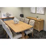 Gloriosa Dining Table 230cm 8 Pax Pedestal Solid Mango Timber Wood - Honey Wash