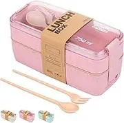 Lunch Box 750 ml Bento Lunch Box for Kids- Best Food Container dividers-Perfect for Healthy lunches in School-Utensils Pink