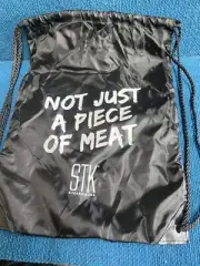 NEW STK Steakhouse Light Drawstring Backpack Bag Black "Not Just a Piece of Meat