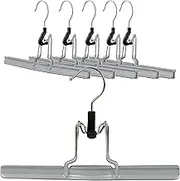 Mawa by Reston Lloyd Non-Slip Space-Saving Clothes Hanger with Clamp for Pants and Skirts, Style M/26, Set of 6, Silver