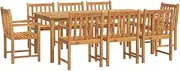 Outdoor Dining Set, Garden Setting Table and Chair Patio Conversation Set Furniture 9 pcs Solid Wood Acacia
