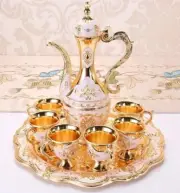 Vintage Tea Set Turkish Coffee Set W/Pot 6 Cups Wedding Birthday Teapots Decor