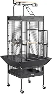 Large Playtop Parrot Aviary Bird Cages Birdcage w/Rolling Stand Perch Food Cup