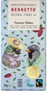 Bennetto Organic Dark Chocolate Coconut flakes 12x80g