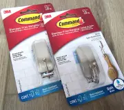 2 NEW 3M COMMAND HOOK 1 LB SMALL BATH SATIN NICKEL METAL