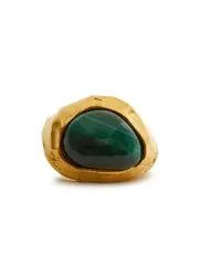 Alighieri The Mountain Rising 24kt Gold-plated Ring - Green M