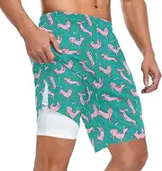 [ZZXXB] Pink Dachshund Dogs Athletic Shorts for Men with Pockets 2 in 1 Quick Dry Running Shorts S-3XL