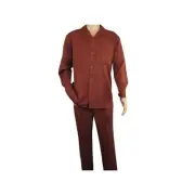 Men MONTIQUE 2pc Set Walking Leisure suit Long Sleeve Set 1641 Cognac Brown