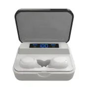Bluetooth 5.0 Earphones Mini LCD In-ear Headphones Wireless Binaural Talk High Capacity Earbuds white