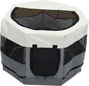 ifundom Octagonal Pet Playpen for Dogs and Cats Bite Resistant Oxford Indoor Outdoor Use Grey for Animal Play and Relaxation