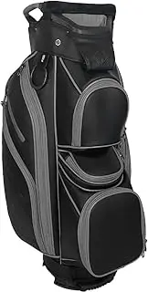 REVCORE Luxury Golf Cart Bag, Premium Synthetic Leather, 14 Way Full-Length Individual Dividers, Black Alloy Hardware, 9 Pockets w/2 Insulated Cooler, 2 Felt-Lined Valuable & Oversized Putter Well …