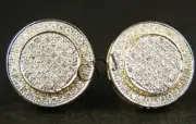 2ct Real Moissanite Men's Halo Screw Back Earring 14k Yellow Gold Plated Silver