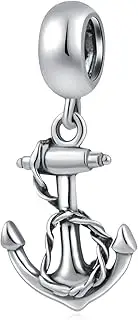 [GLOWDAS] 925 Sterling Silver Ocean Life Charms, Mermaid Charms, Octopus Sea Shell Conch Dolphin Anchor Dangle Beads, fit European Animal Bracelet, Gifts for Mothers Day/Valentines/Christmas
