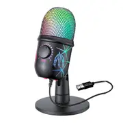 USB Microphone Gaming Recording Podcast Live Broadcast Luminous Microphone with RGB