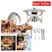5QT Stainless Steel Chafing Dish Buffet Set - Elegant Gold & Silver Finish