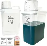 Evolutica Laundry Detergent Dispenser Set2 61oz. with cleaning sponge | save time and money | liquid or powder laundry detergent, fabric softener, Precision & Organization, update your routine today!