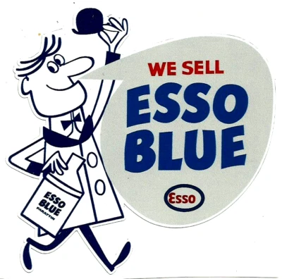 ESSO "BLUE MAN SERVICE" Sticker / Decal RETRO 50's 60's PETROL PARAFFIN OIL