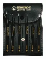 Bernstein ESD SURFACE MOUNT TWEEZER SET 6Pcs Steel, Nylon Wallet *German Brand